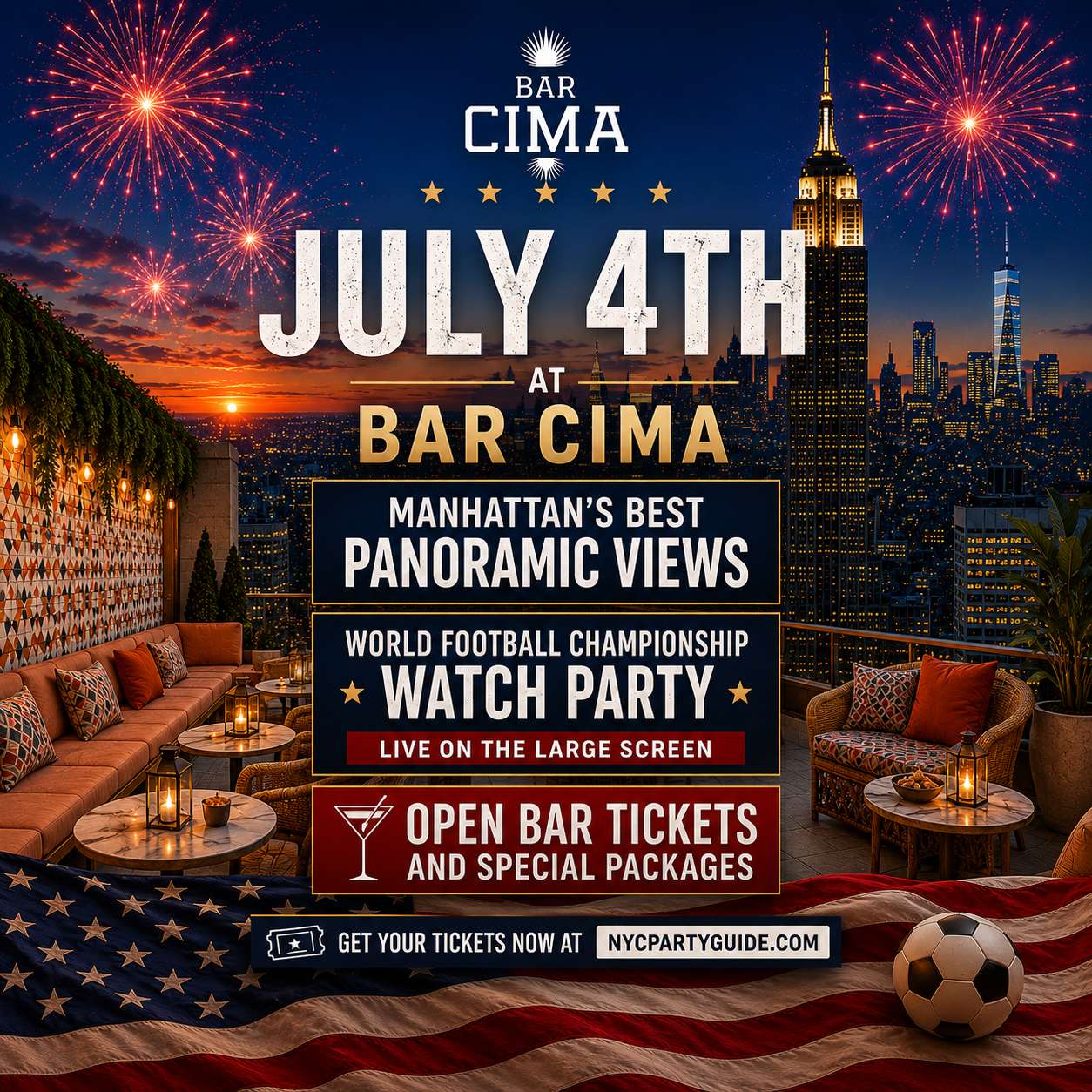 July 4th at Bar Cima Rooftop: All-Day Party with Live Football ...
